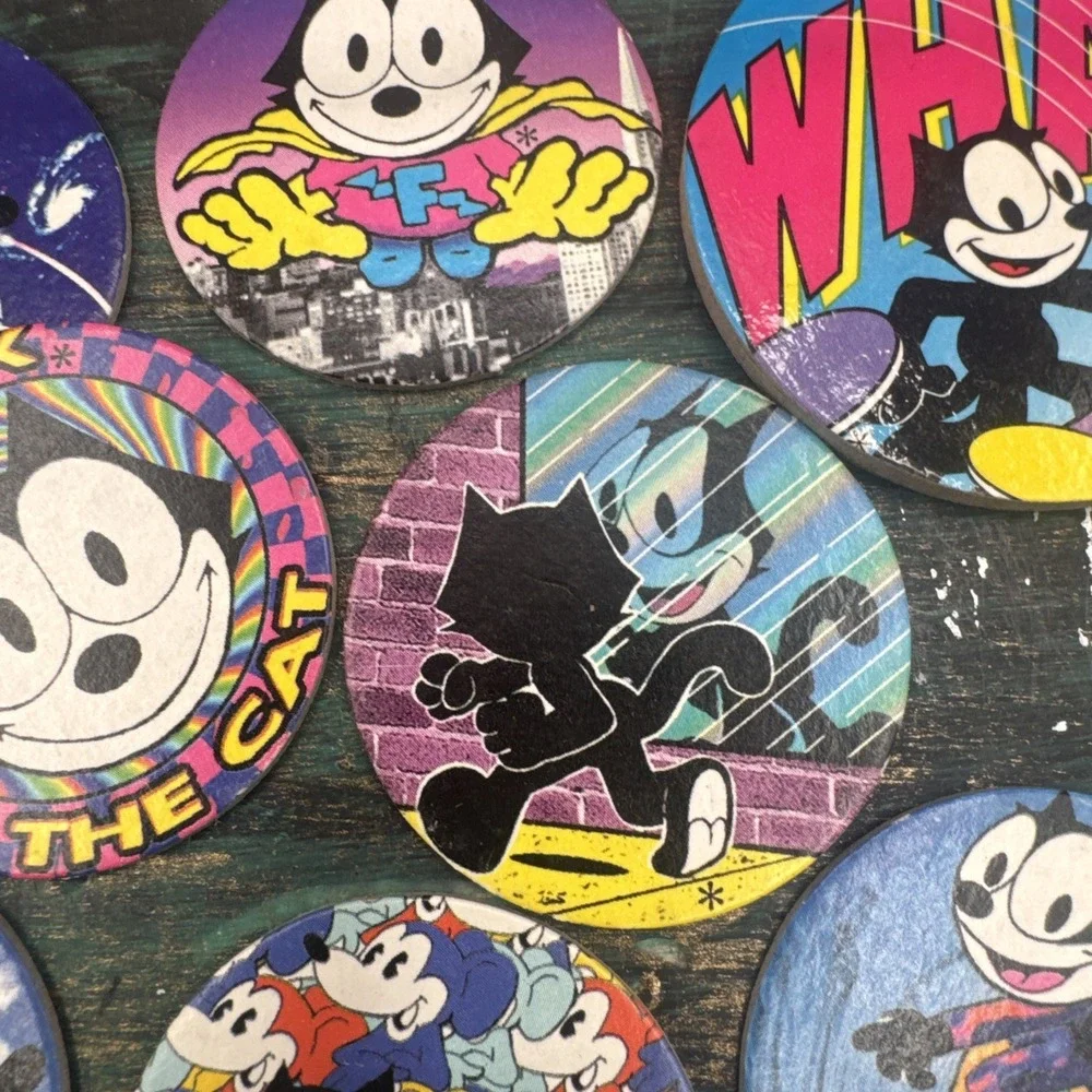 Vintage Various Felix the cat pogs Lot Of 8 1990's Rare